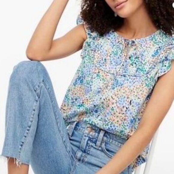 J.Crew Factory Floral Ruffle Top – Size M - Picture 1 of 3